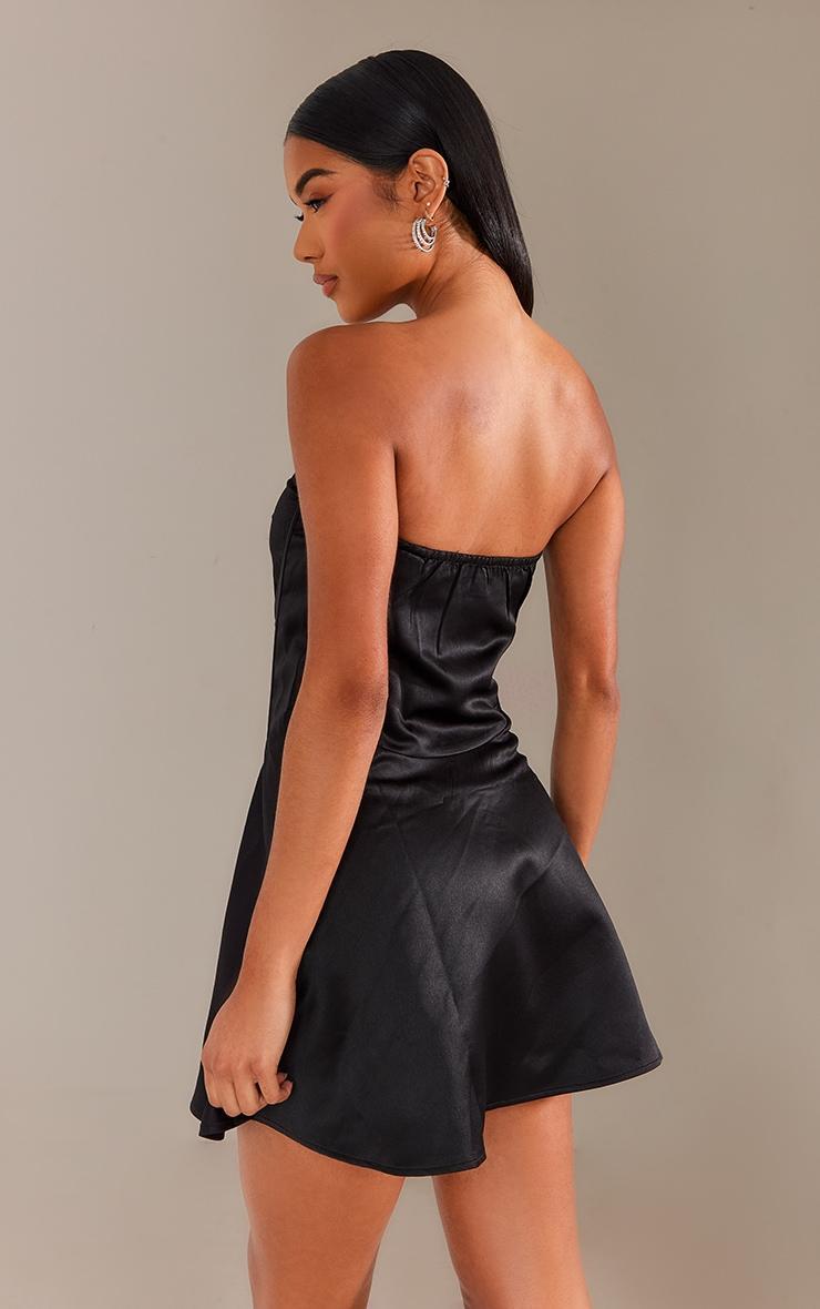 Black Satin Corset Bandeau Shift Dress Product Image