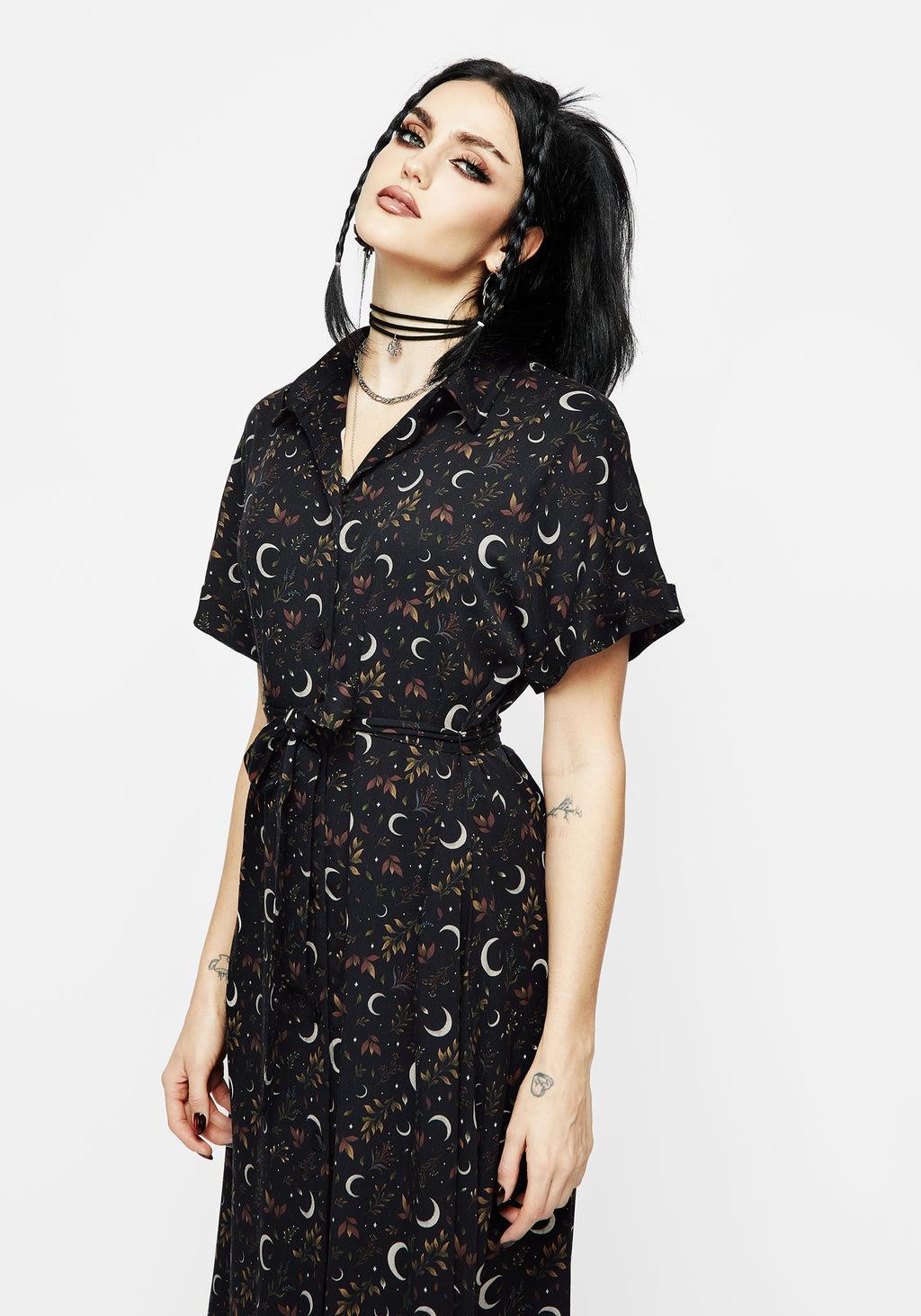 Sickle Moon Midi Shirt Dress Product Image