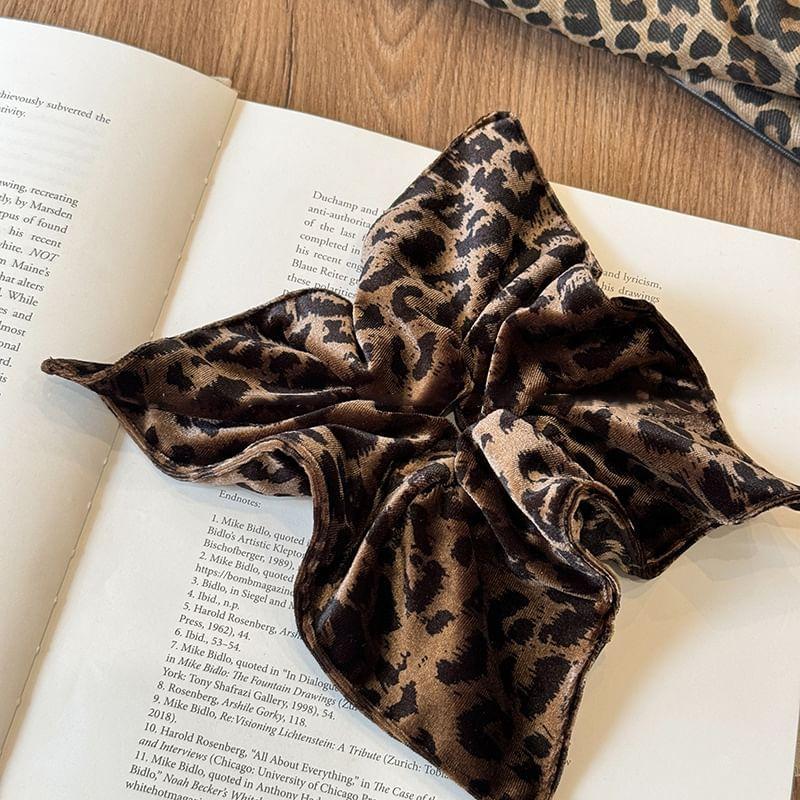 Leopard Print Velvet Scrunchie Product Image