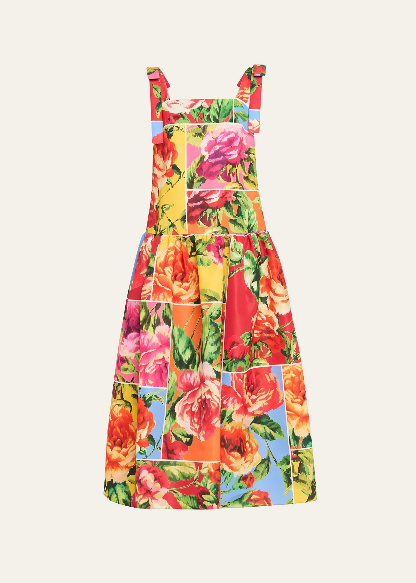 Womens Windowed Floral Bow-Strap Cocktail Dress Product Image