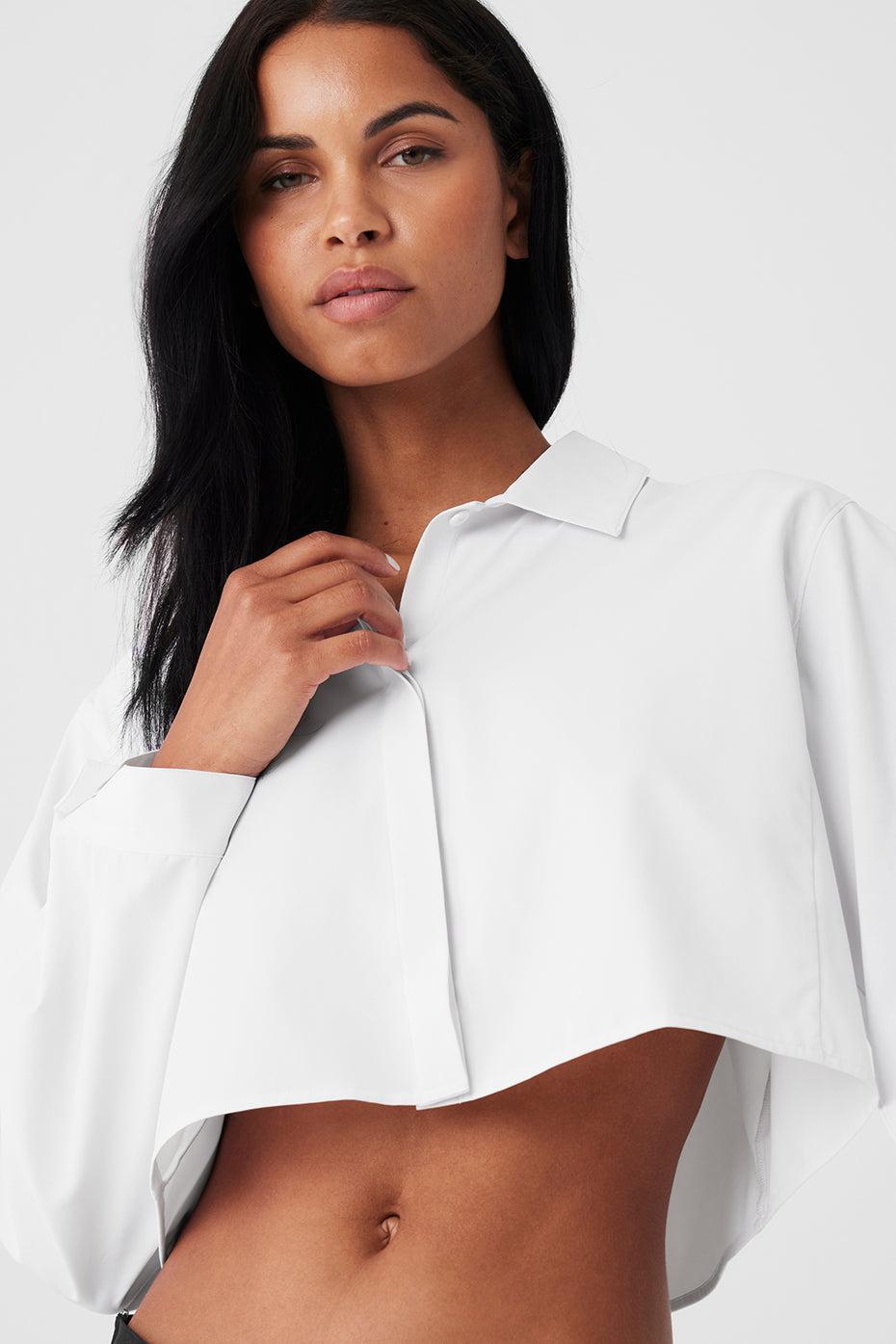 Cropped Take Me Out Button Up - White Female Product Image