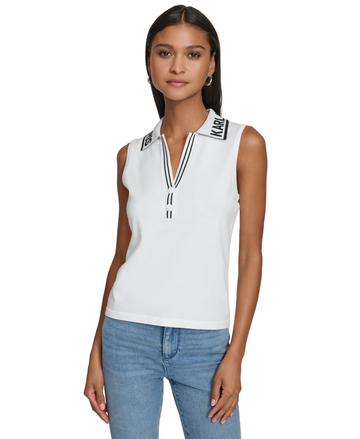 Women's Sleeveless Logo Polo Sweater Product Image