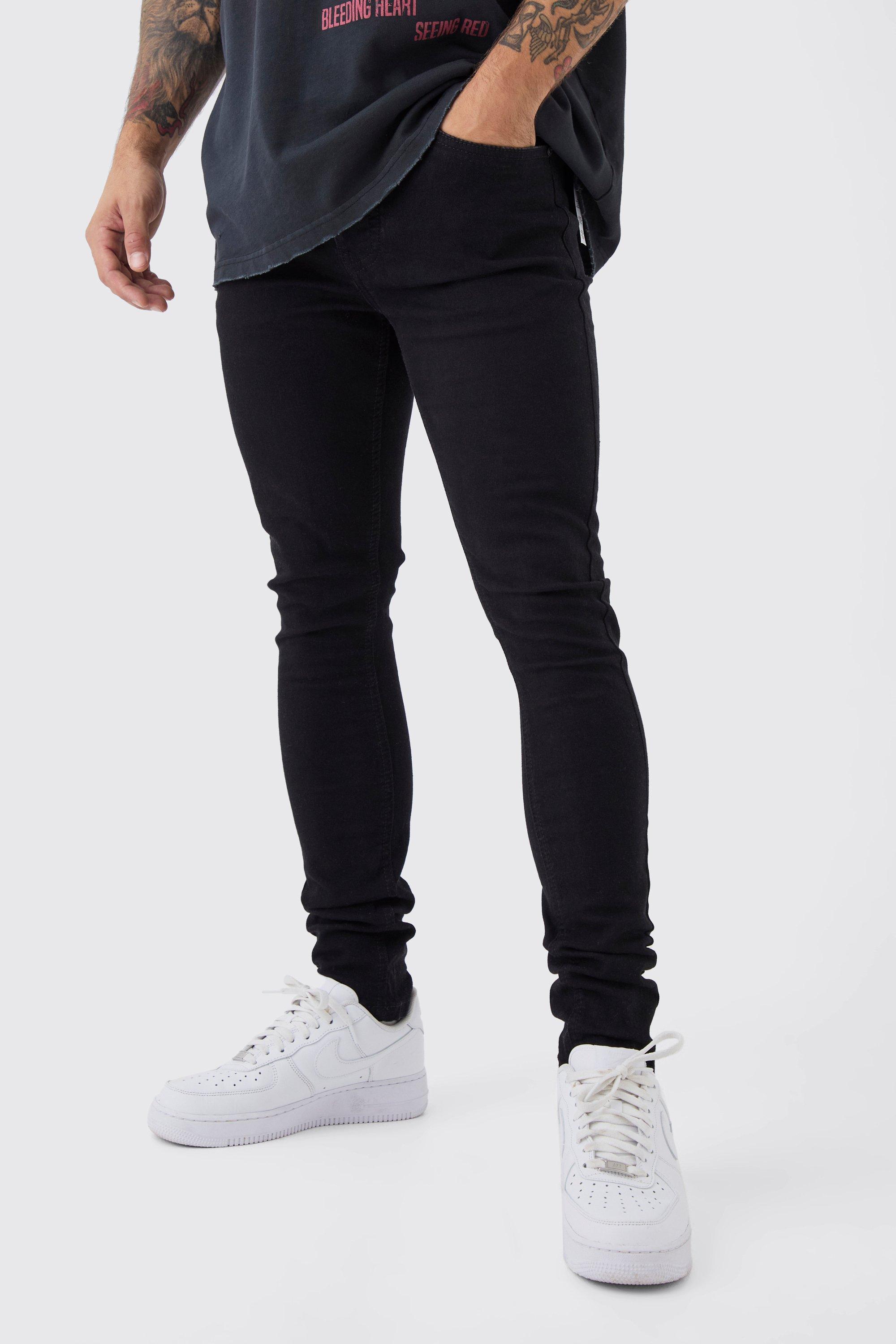 Mens Black Super Skinny Stretch Jean, Black Product Image