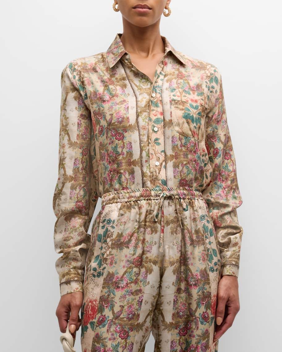 Floral-Print Silk Blouse Product Image