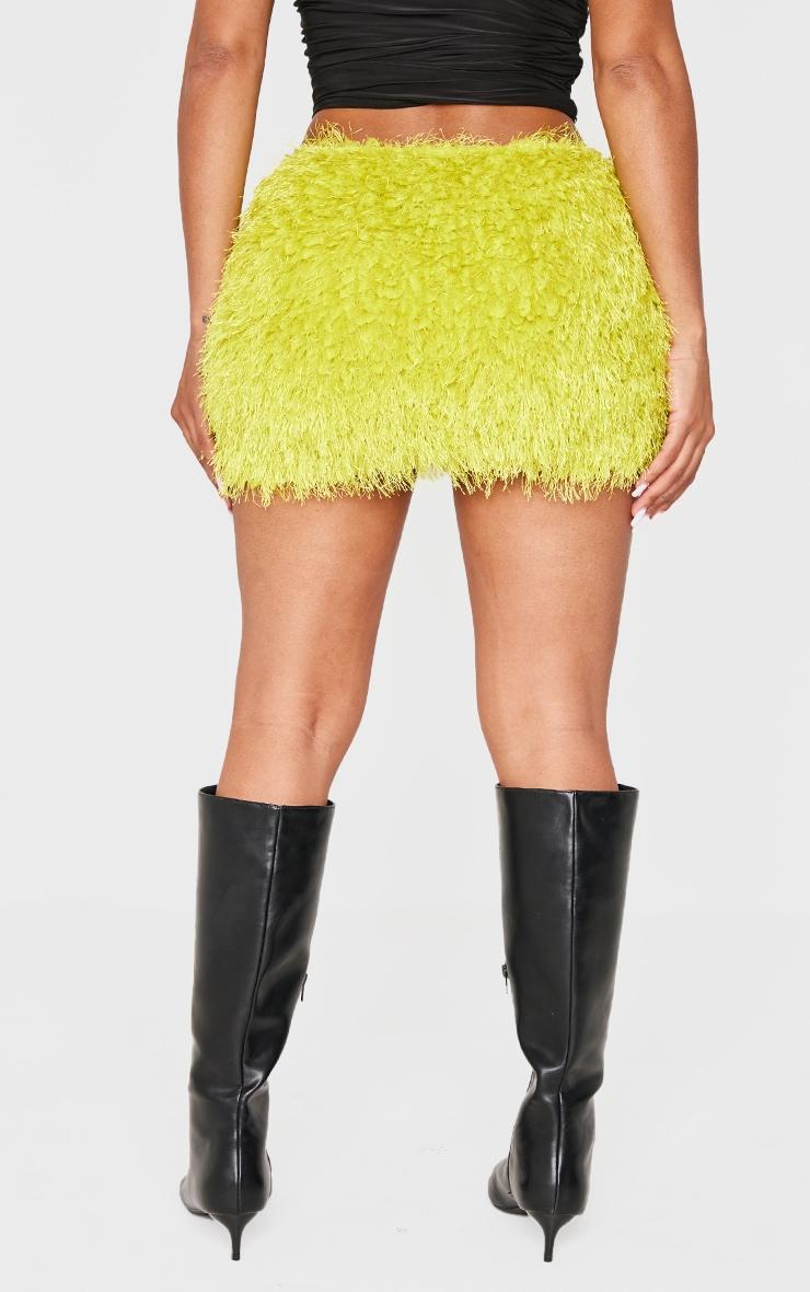 Shape Lime Low Rise Faux Leather Tassle Mini Skirt Product Image