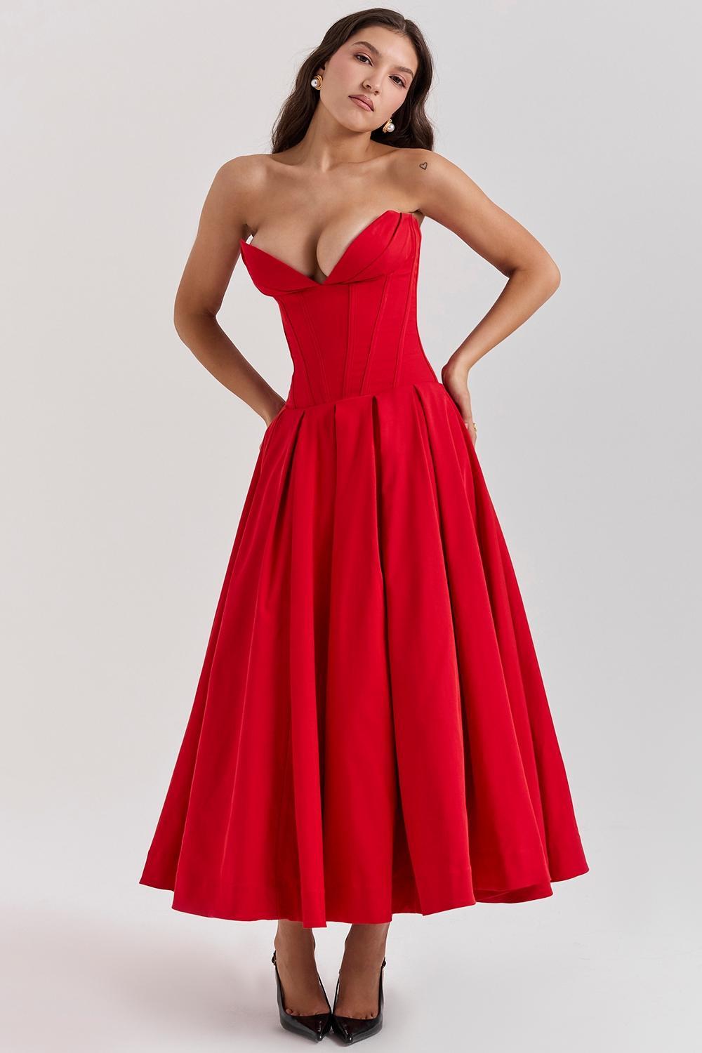 Lady Scarlet Strapless Midi Dress Product Image