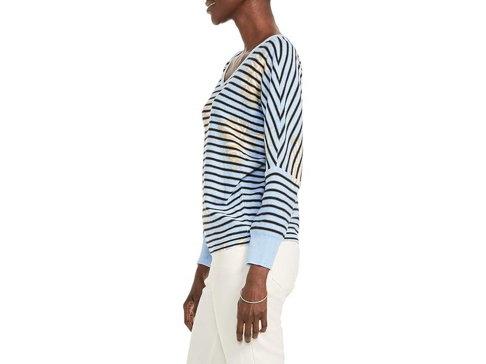 NIC+ZOE Stamped Stripes Sweater (Blue Multi) Women's Clothing Product Image