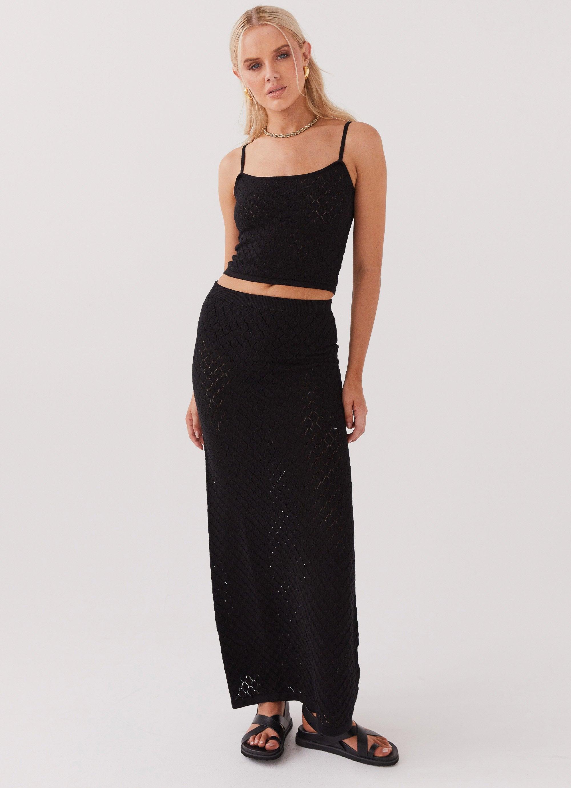 Macy Knit Maxi Skirt - Black Product Image