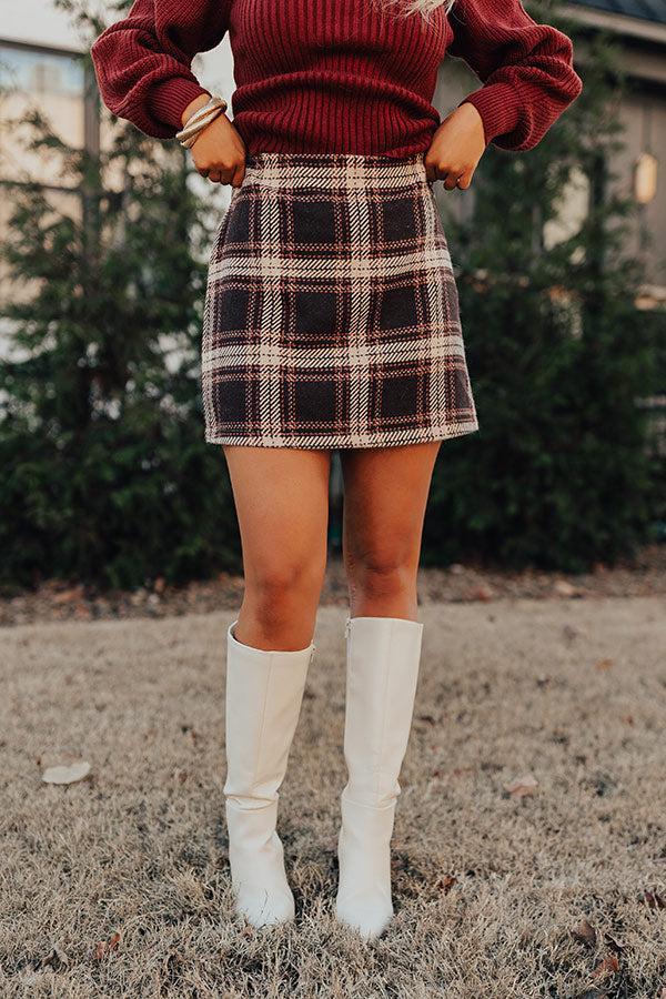 Cafe Patio Plaid Skirt in Chestnut Product Image