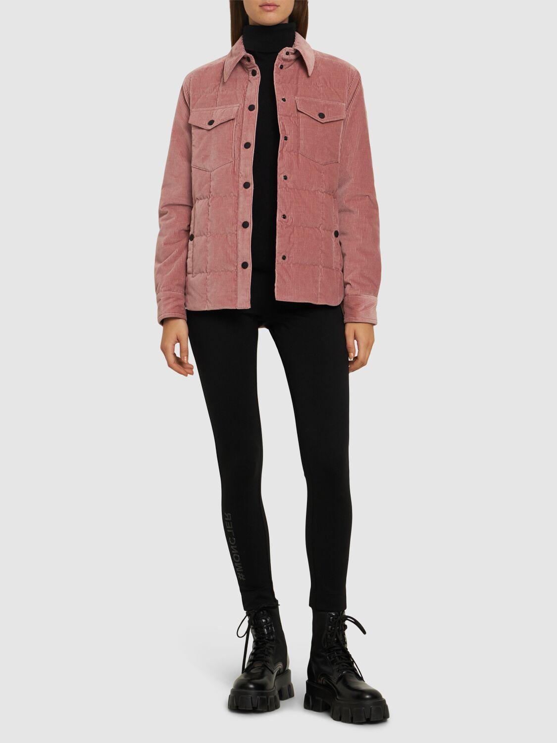 MONCLER Grenoble Velvet Padded Jacket In Pink Product Image