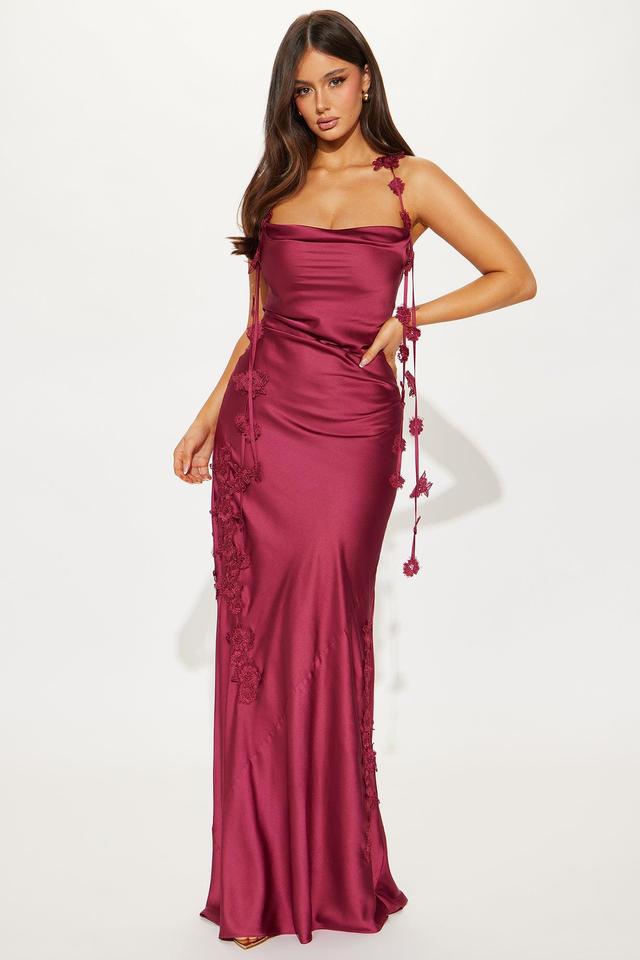 Jean Satin Maxi Dress - Raspberry Product Image