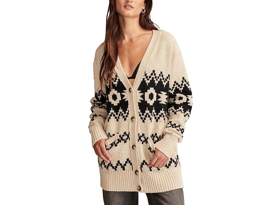 Lucky Brand Southwest Cacoon Cardi (Neutral Southwest Print) Women's Clothing Product Image