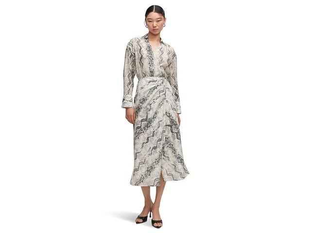 MANGO Snakeskin Print Long Sleeve Wrap Shirtdress Product Image