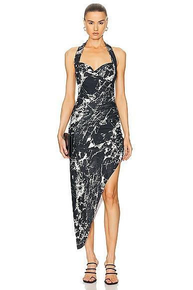 Norma Kamali Cayla Side Drape Gown in Black. Product Image