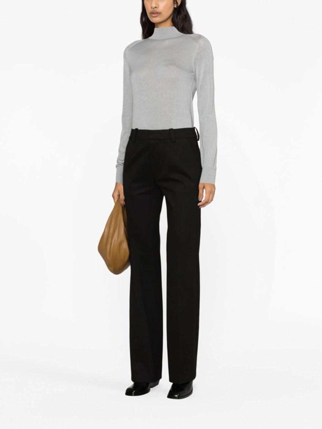 High-waist Cotton Trousers In Black Product Image