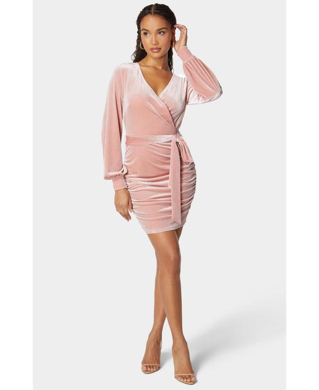 Bebe Womens Velvet Utility Mini Dress Pink Product Image