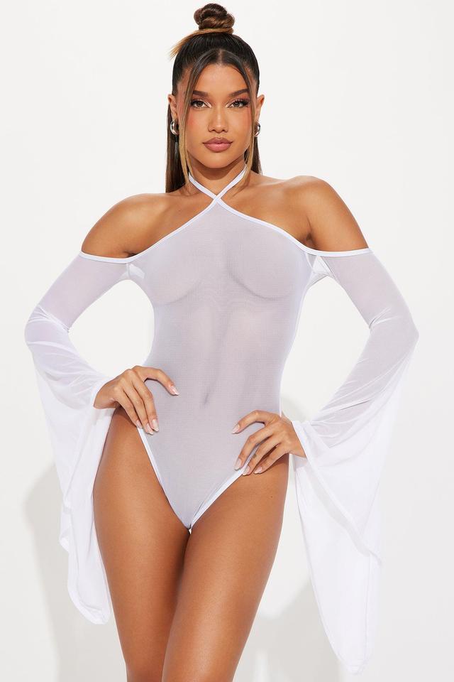 Caught In A Whirlwind Mesh Dance Bodysuit - White Product Image