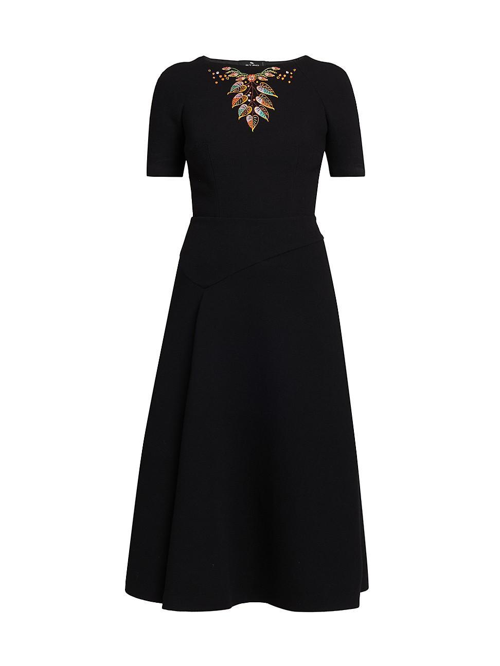 Womens Embroidered Wool Midi-Dress Product Image