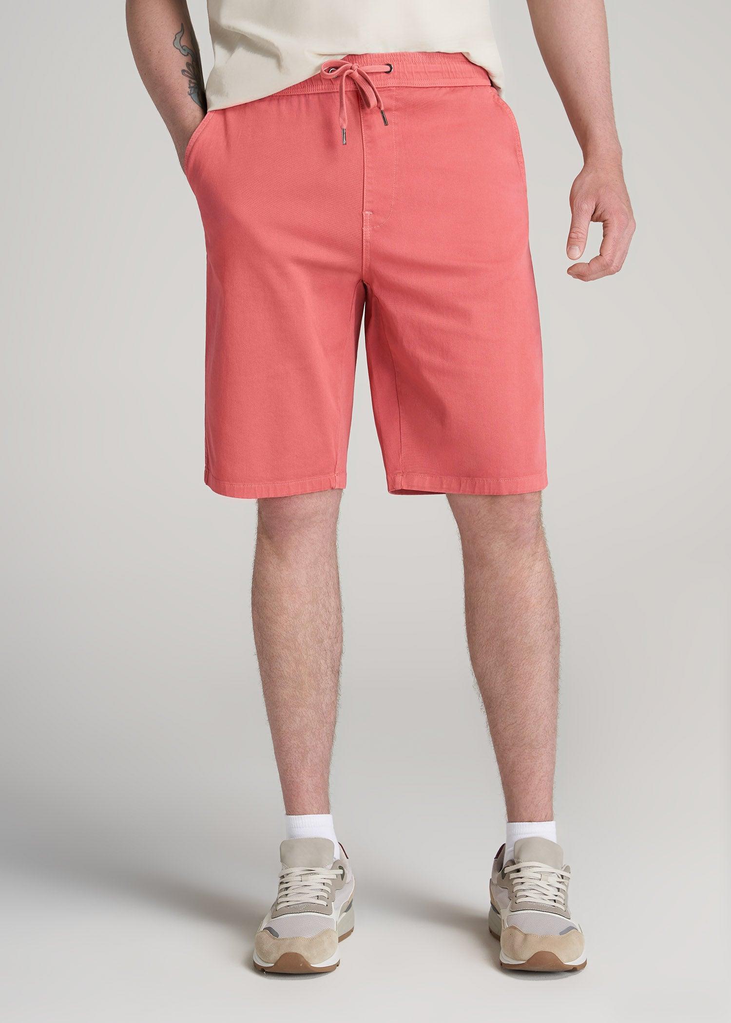 Stretch Twill Pull-On Shorts for Tall Men in Canyon Red Product Image