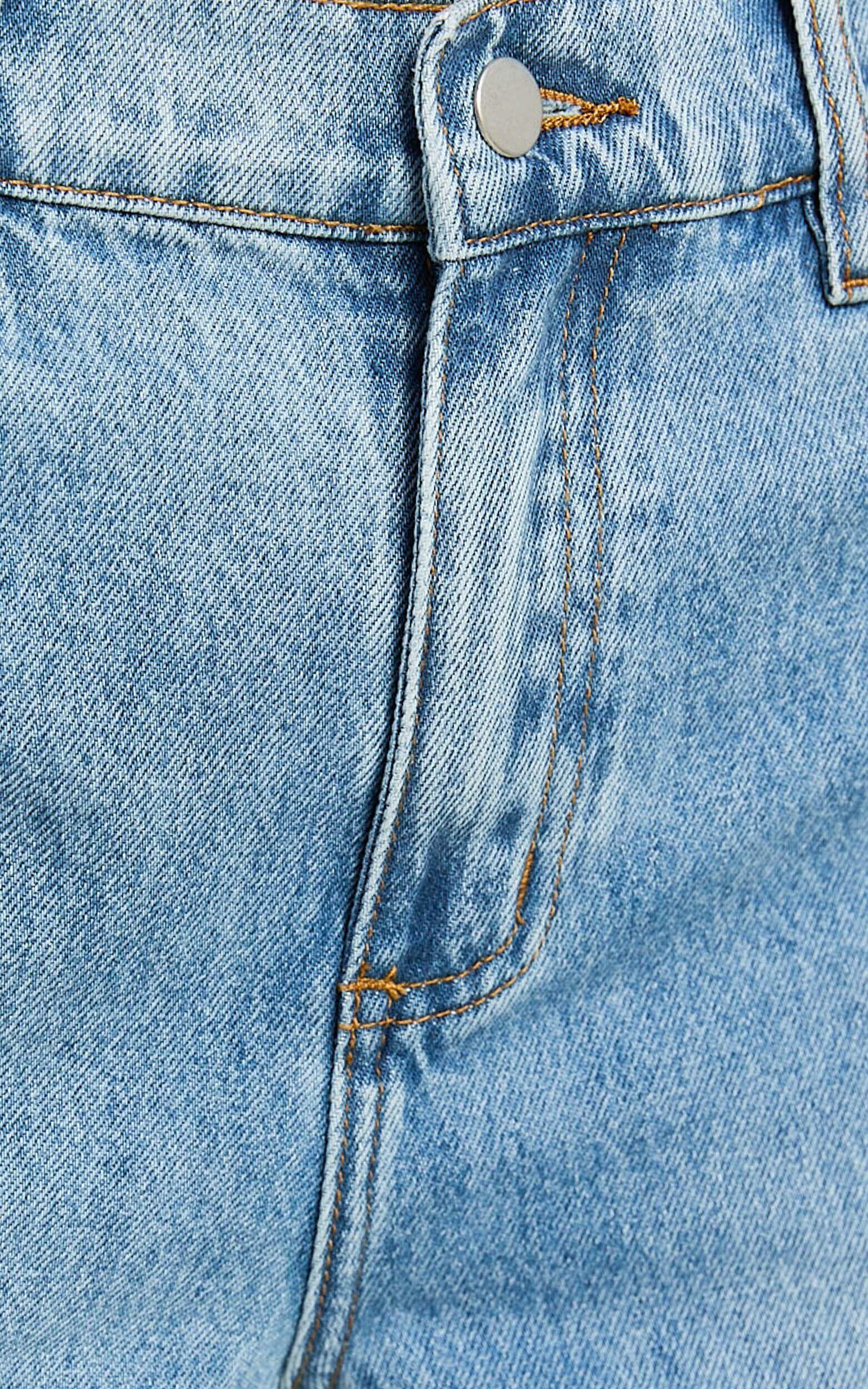 Barker Jeans - Low Rise Recycled Denim Straight Leg Jeans in Mid Blue Wash Product Image