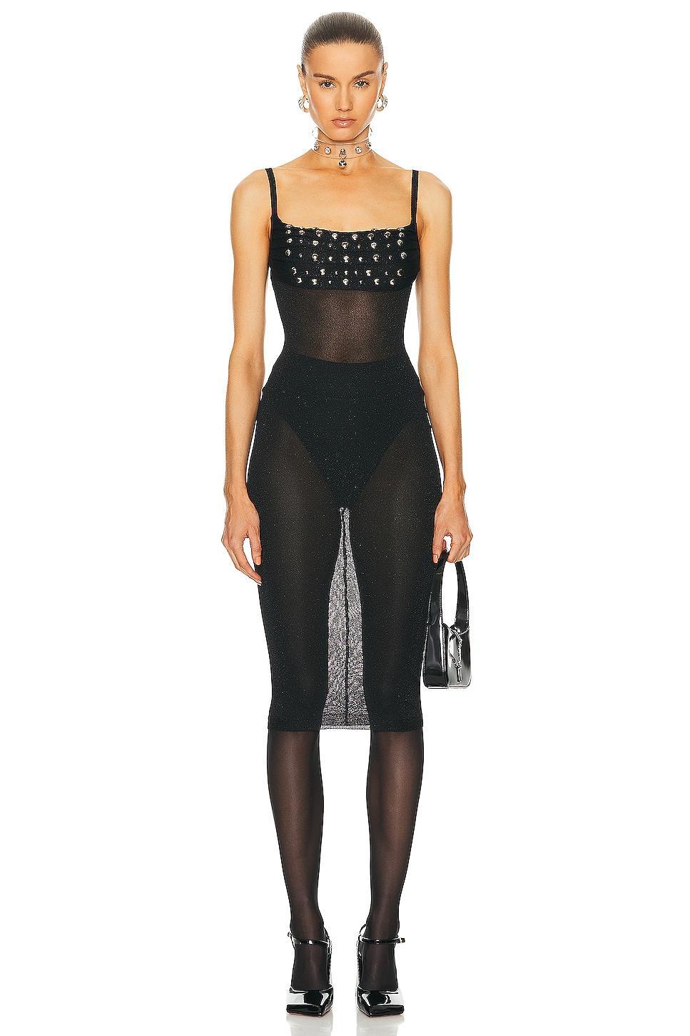 Alessandra Rich Lurex Knit Slip Dress Black. (also in 38, 42). Product Image