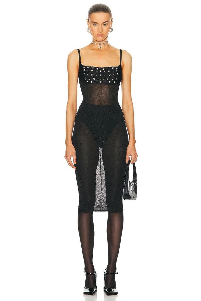 Alessandra Rich Lurex Knit Slip Dress Black. (also in 36, 42). Product Image