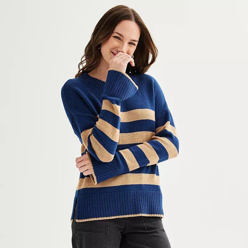 Womens Sonoma Goods For Life Side Slit Crewneck Sweater Product Image