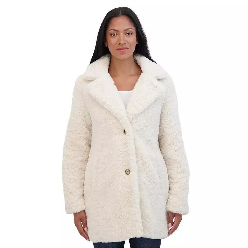 Womens Sebby Collection Crushed Faux Fur Walking Coat Product Image