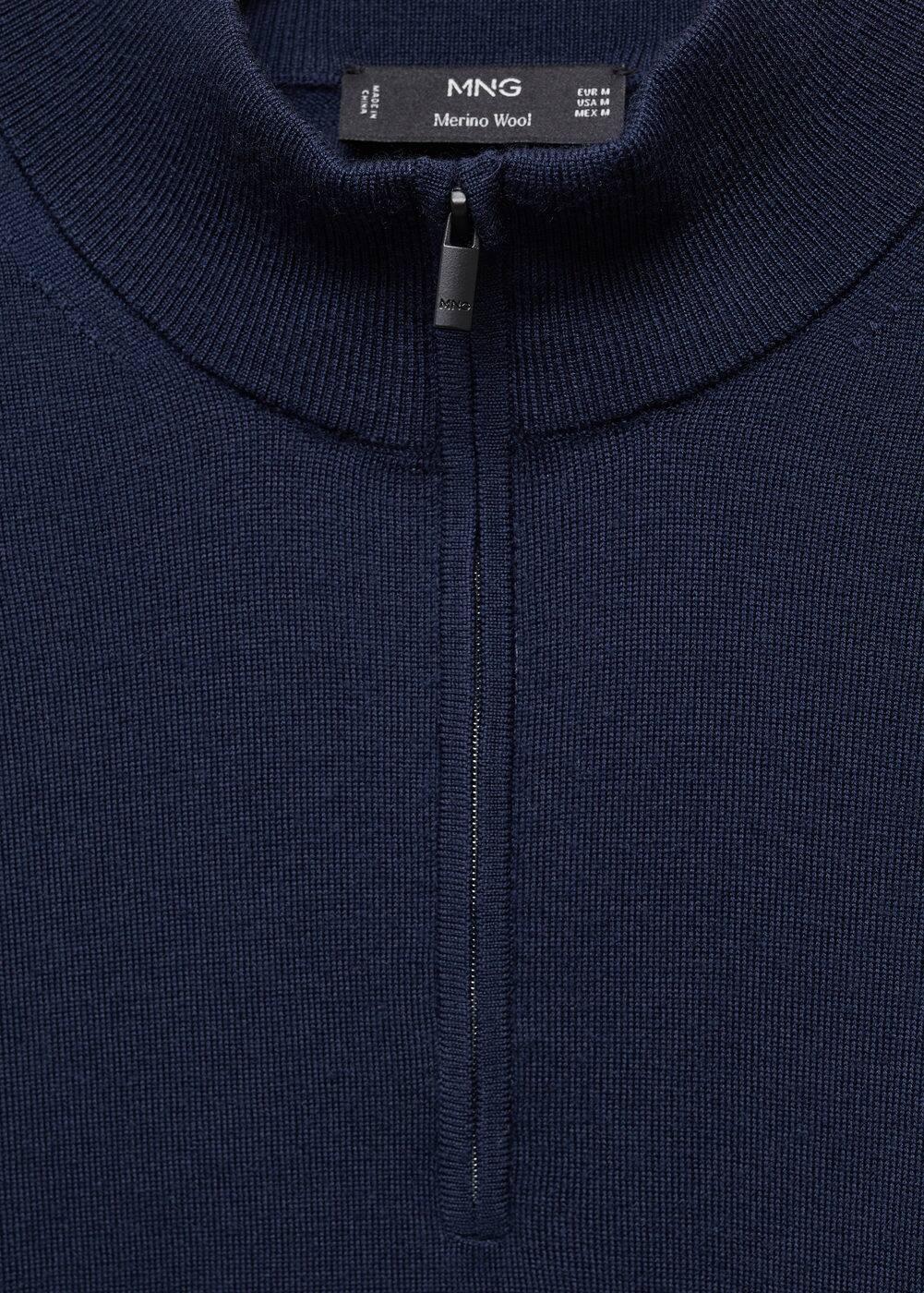 MANGO MAN - 100% merino wool sweater with zipper collar navyMen Product Image