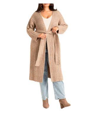 Plus Size Long Belted Cardigan Product Image