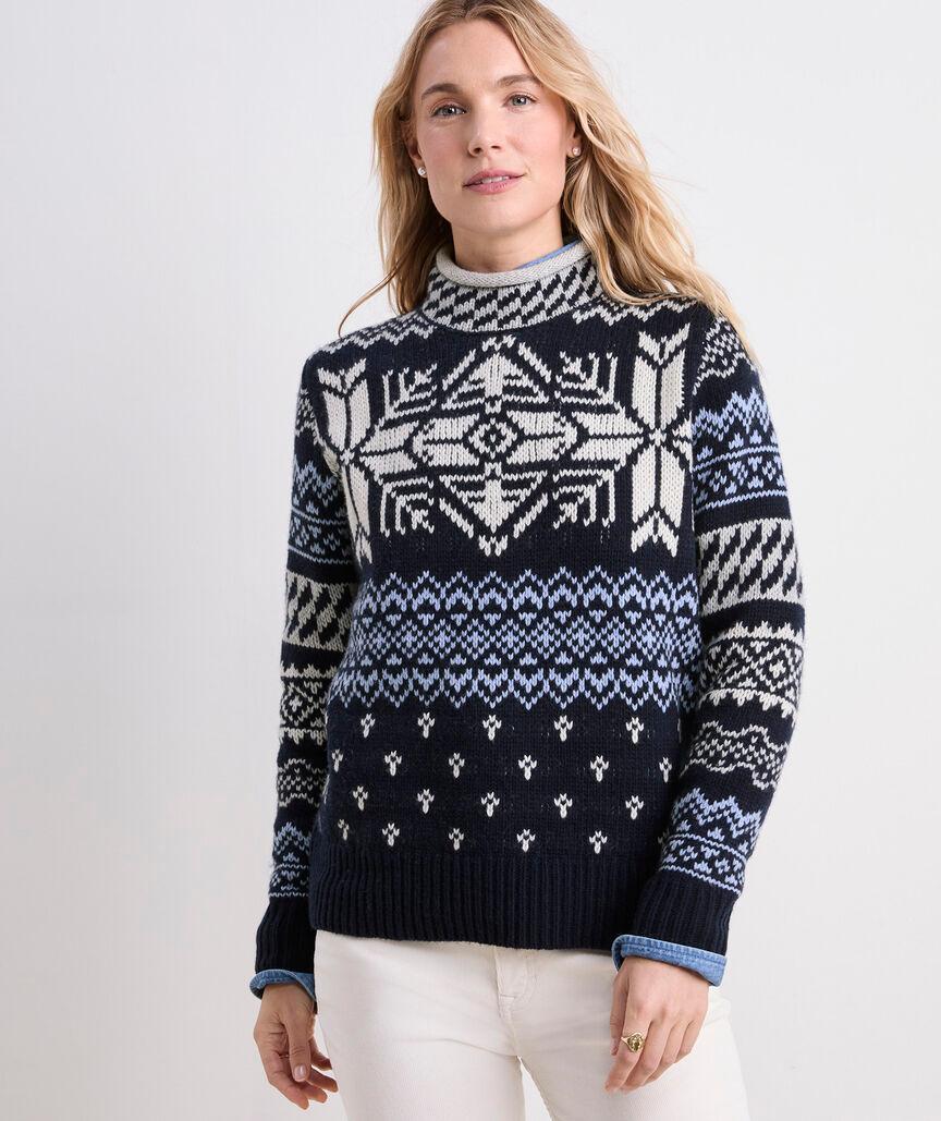 Patchwork Fair Isle Mockneck Sweater Product Image