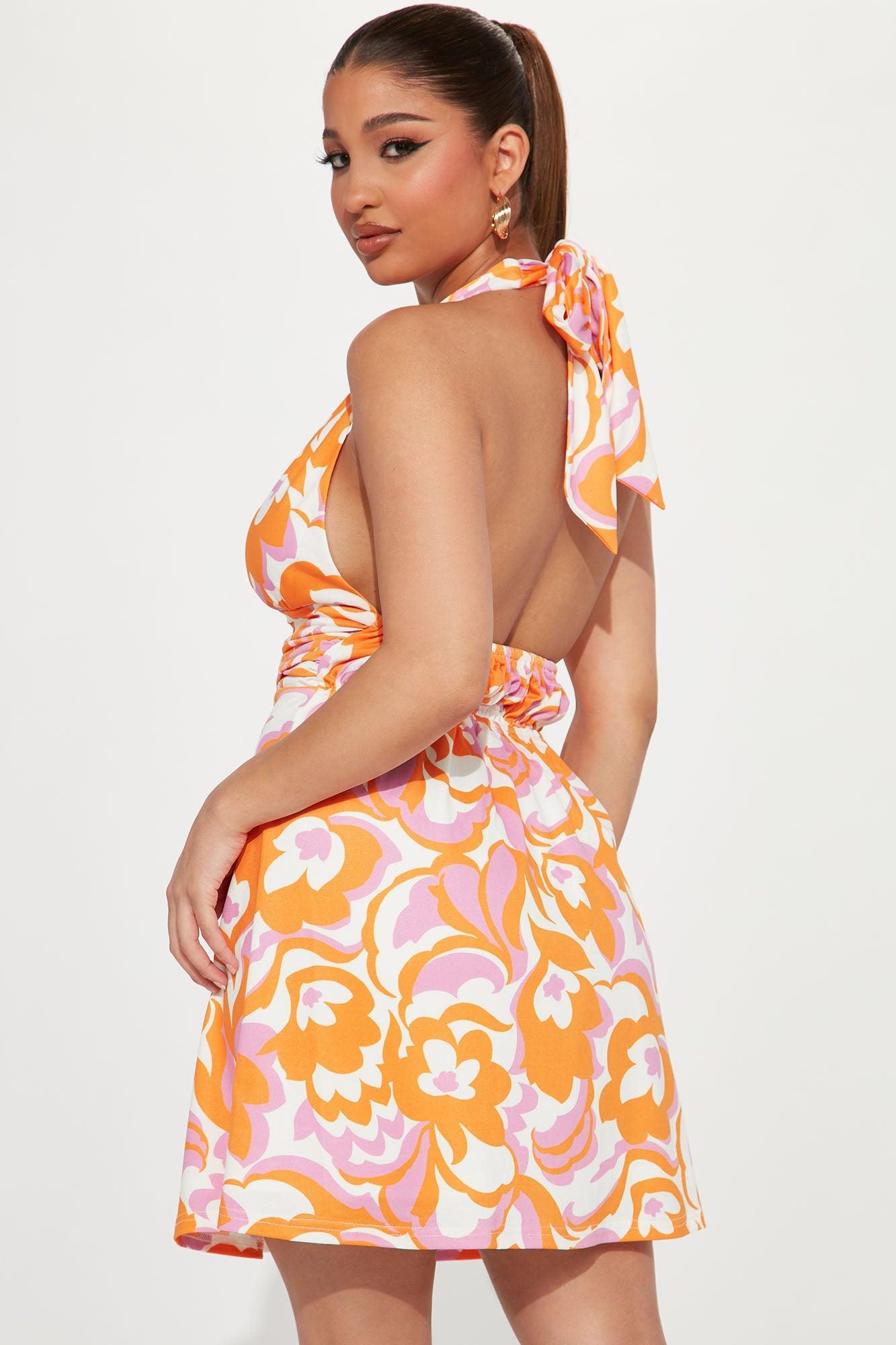 Salutation Babe Mini Dress - Orange/combo Product Image