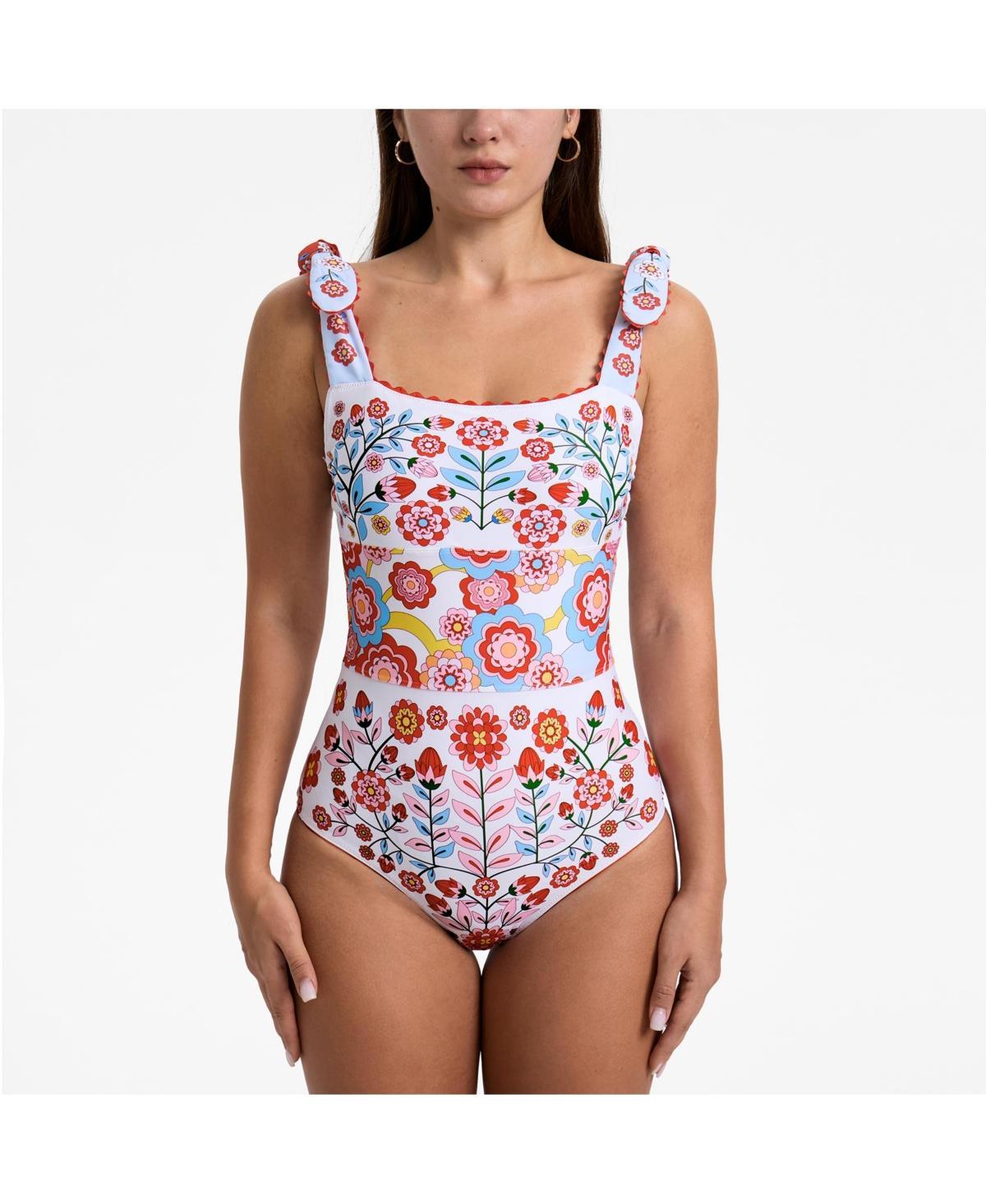 Jessie Zhao New York Womens Red Garden Reversible One-Piece Swimsuit Product Image