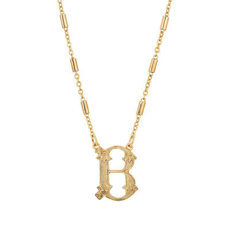 1928 Gold Tone Initial Necklace, Womens, Yellow J Product Image