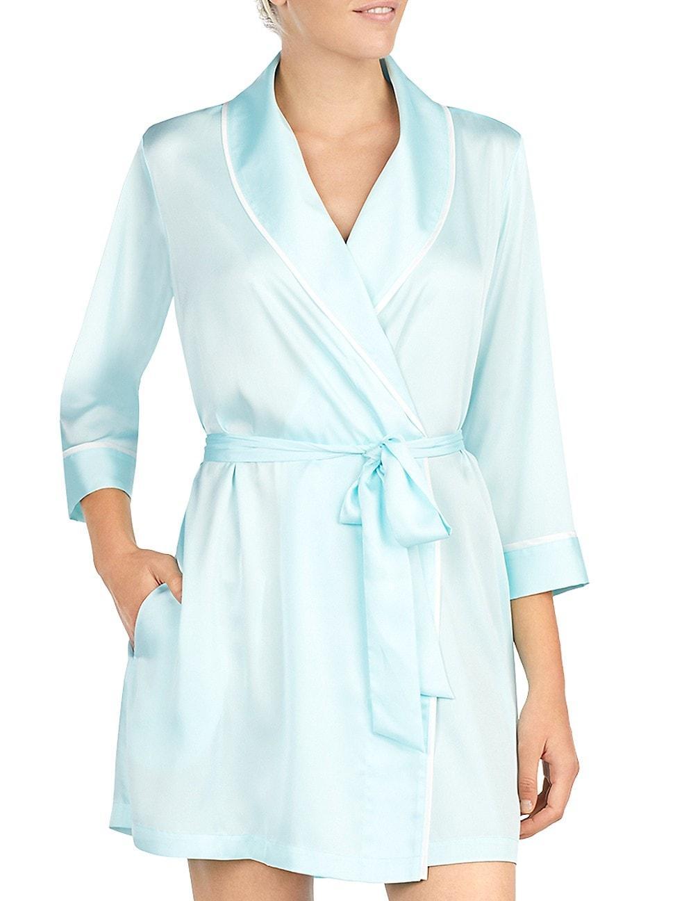 Womens 3/4 Short Sleeve Satin Shawl Collar Robe Product Image