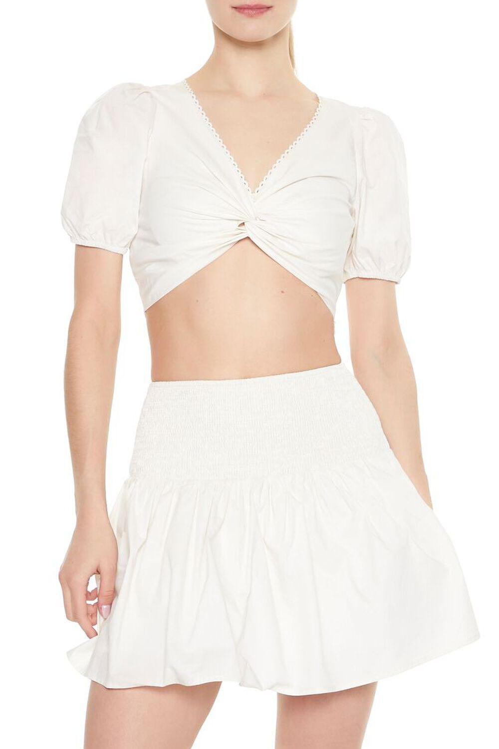 Puff-Sleeve Crop Top & Skirt Set | Forever 21 Product Image