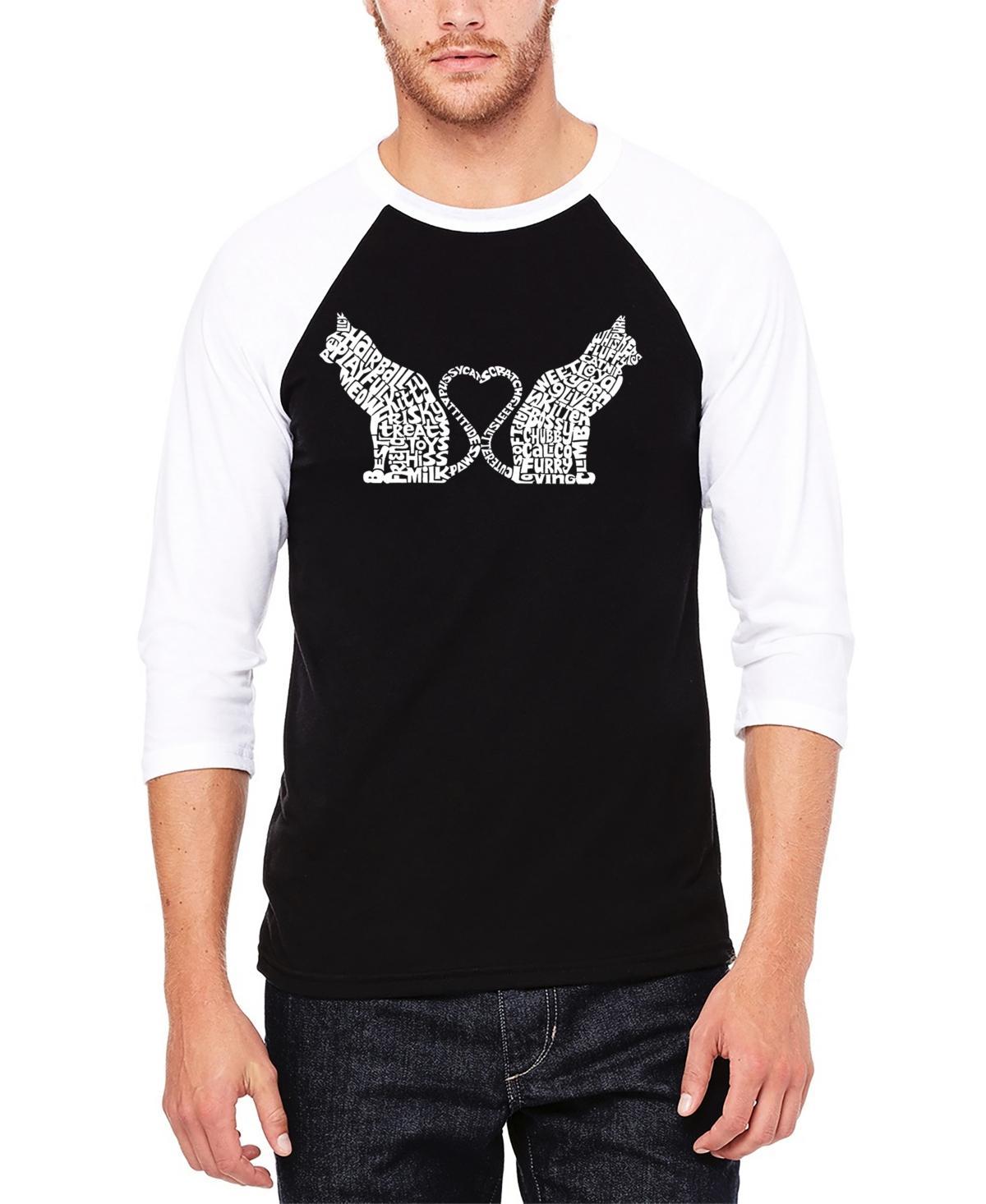 La Pop Art Cat Tail Hearts - Mens Raglan Baseball Word Art T-Shirt Product Image