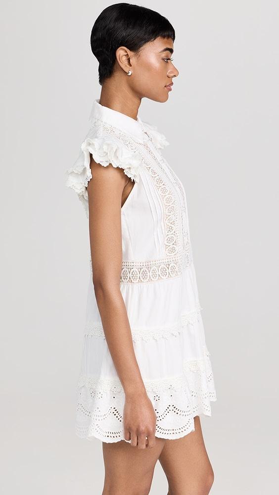 alice + olivia Meeko Embroidered Ruffle Sleeve Shirt Dress | Shopbop Product Image