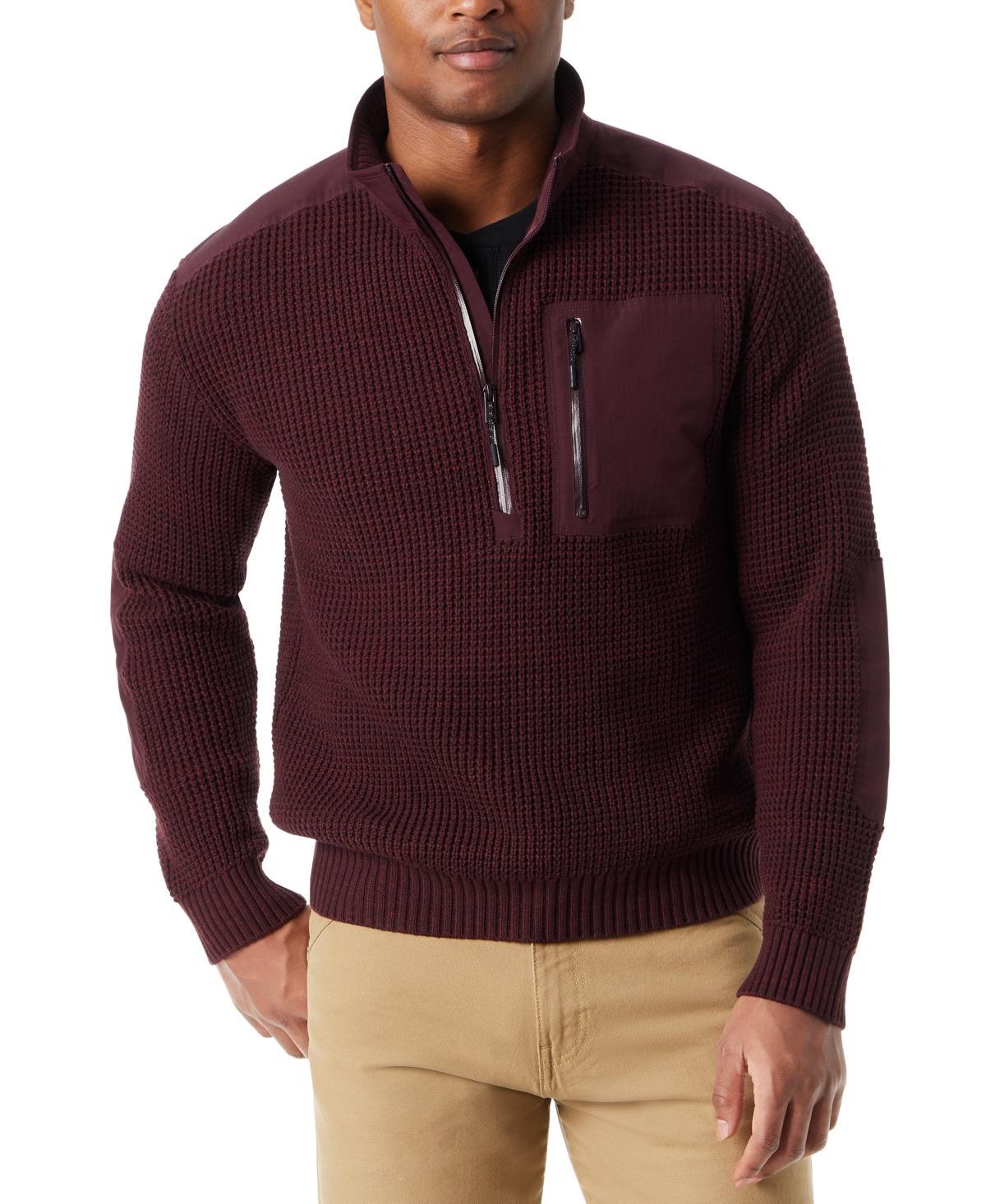 Bass Outdoor Mens Quarter-Zip Long Sleeve Pullover Patch Sweater Product Image