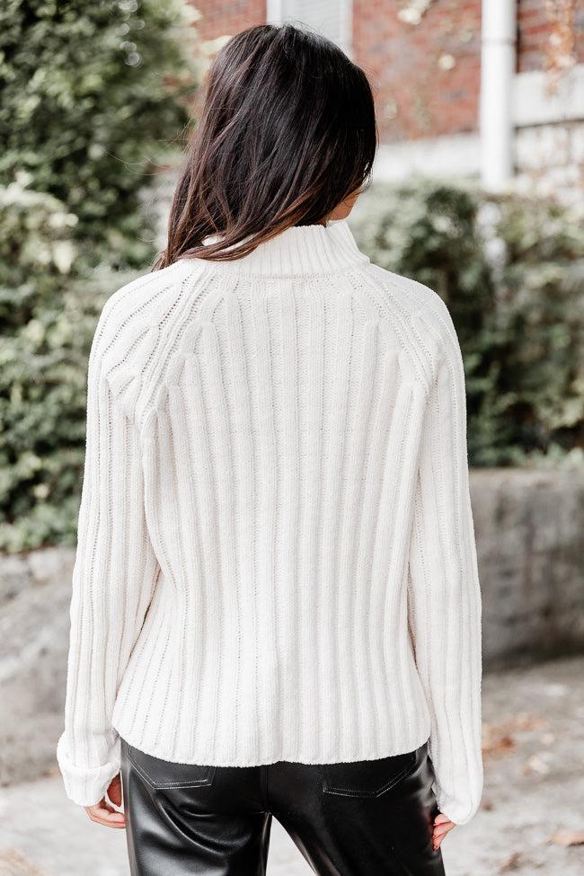 Letting You Go Ivory Chenille Turtleneck Sweater Product Image