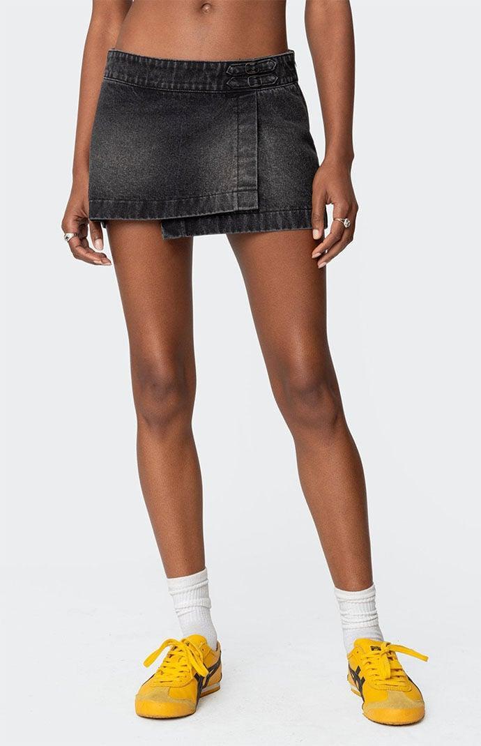 Edikted Women's Asymmetric Denim Wrap Skort Product Image