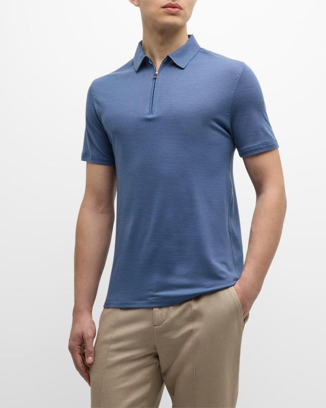 Mens Wool Quarter-Zip Polo Shirt Product Image