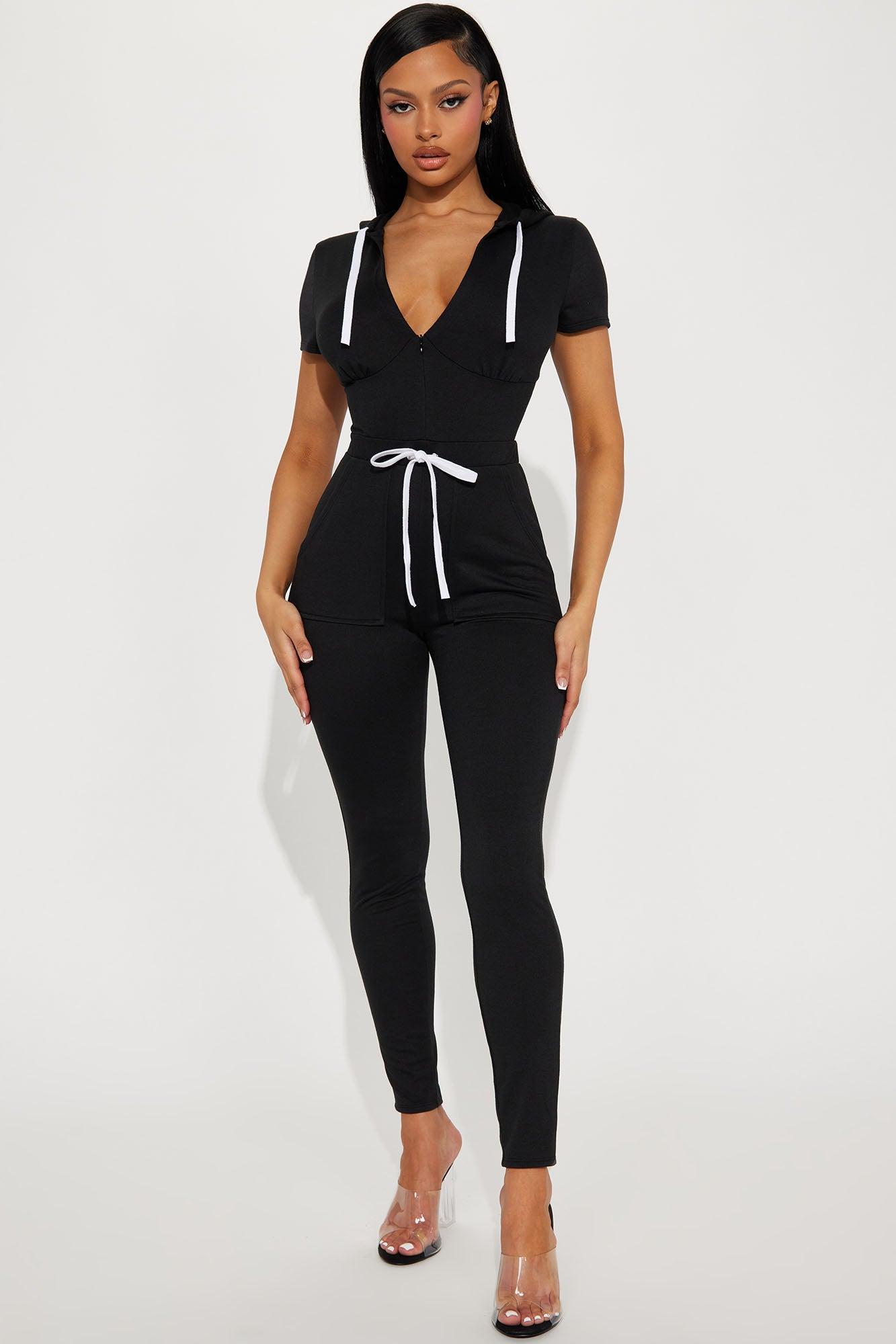 Chill Day Short Sleeve Jumpsuit - Black Product Image