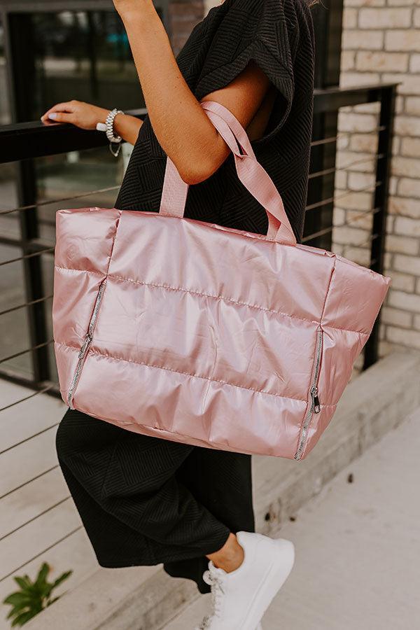 Weekend Getaway Puffer Tote in Pink Product Image