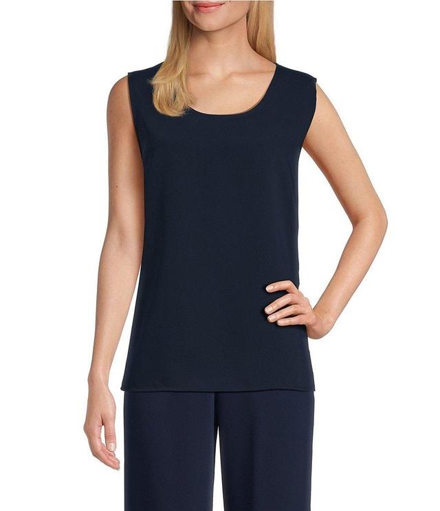 Caroline Rose Matte Crepe Scoop Neck Sleeveless Tank Top Product Image