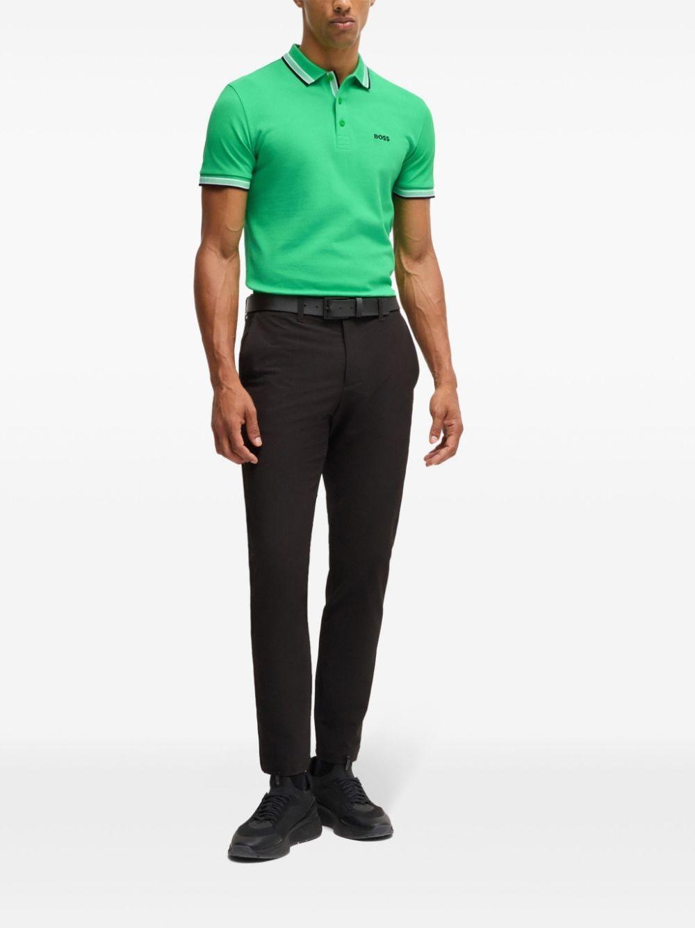 Polo Shirt With Contrast Logos In Light Green Product Image