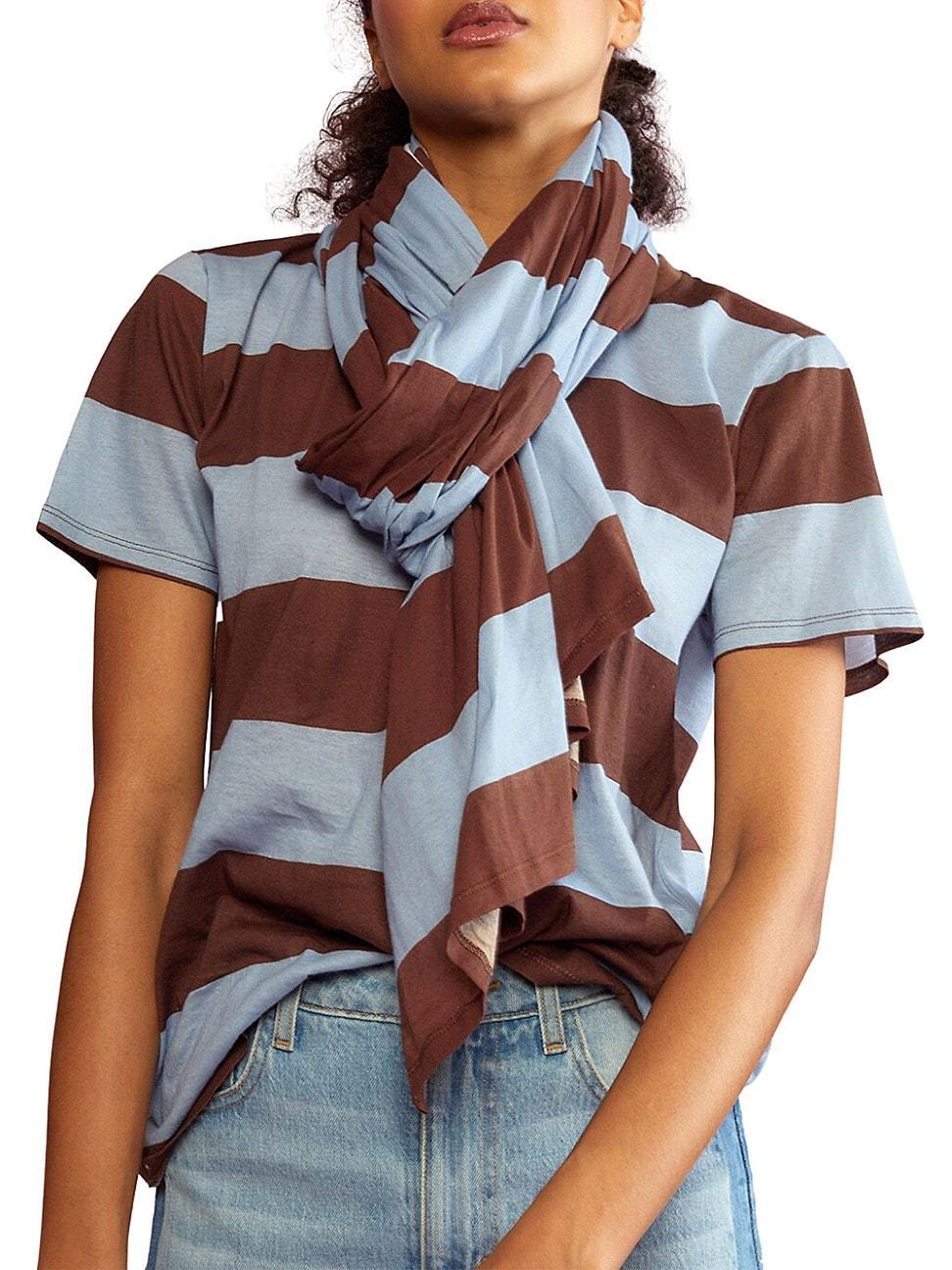 Womens Striped Cotton Jersey Scarf Product Image