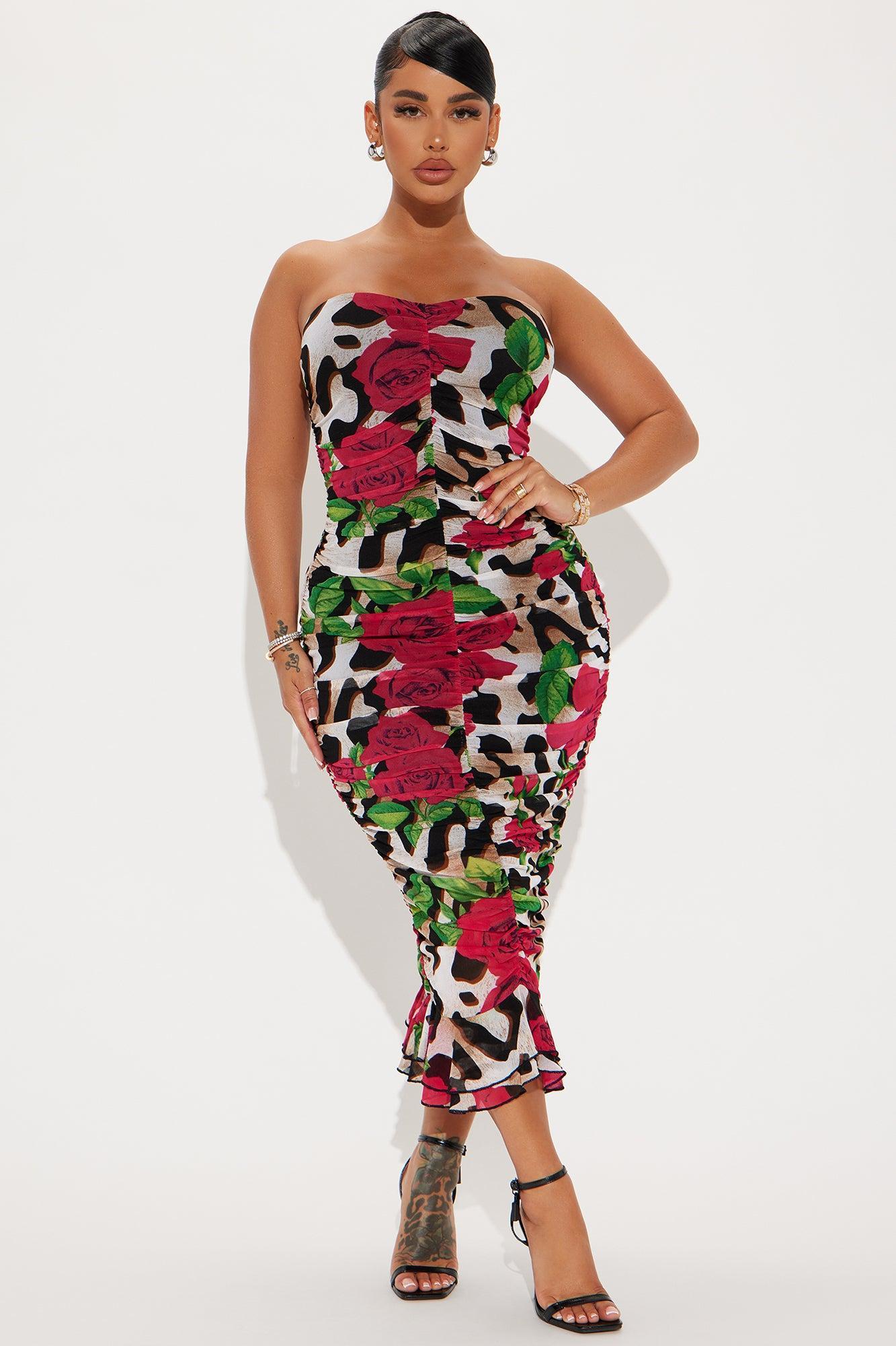 Giovanna Mesh Midi Dress - Leopard Product Image