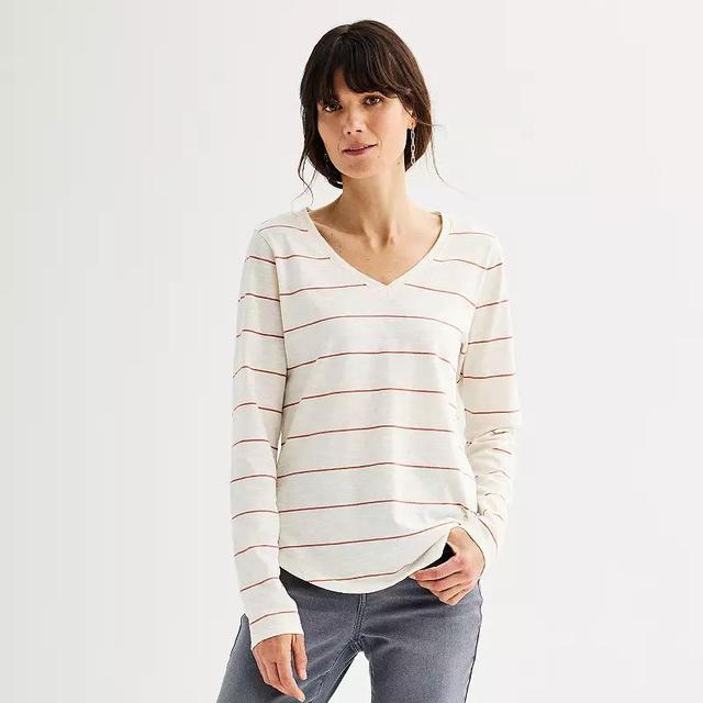 Womens Sonoma Goods For Life Everyday Long Sleeve V-Neck Tee Product Image