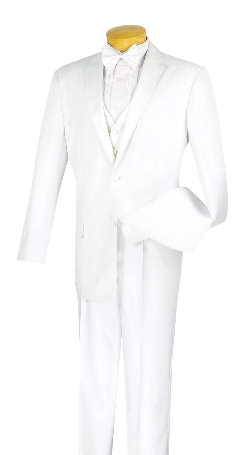 Santorini Collection - Regular Fit White Tuxedo 4 Piece with Vest and Bow Tie Product Image